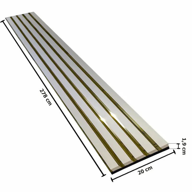 Riflaj Decorativ Crem cu Oglindă Aurie - Panou Premium 280 cm [4]