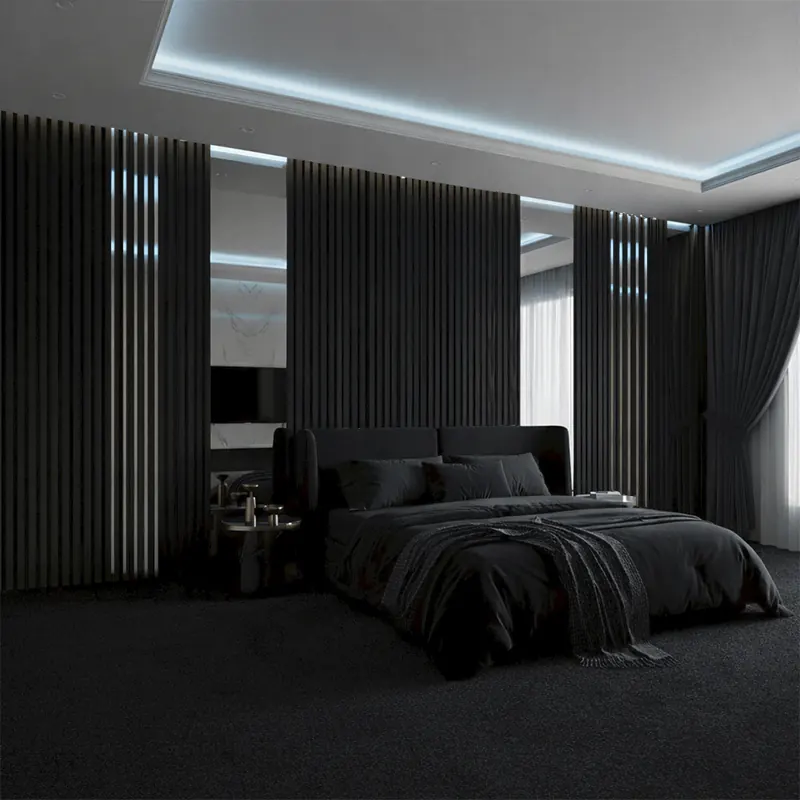 Riflaj Premium MDF Negru cu Oglindă Argintie - 280 cm [5]