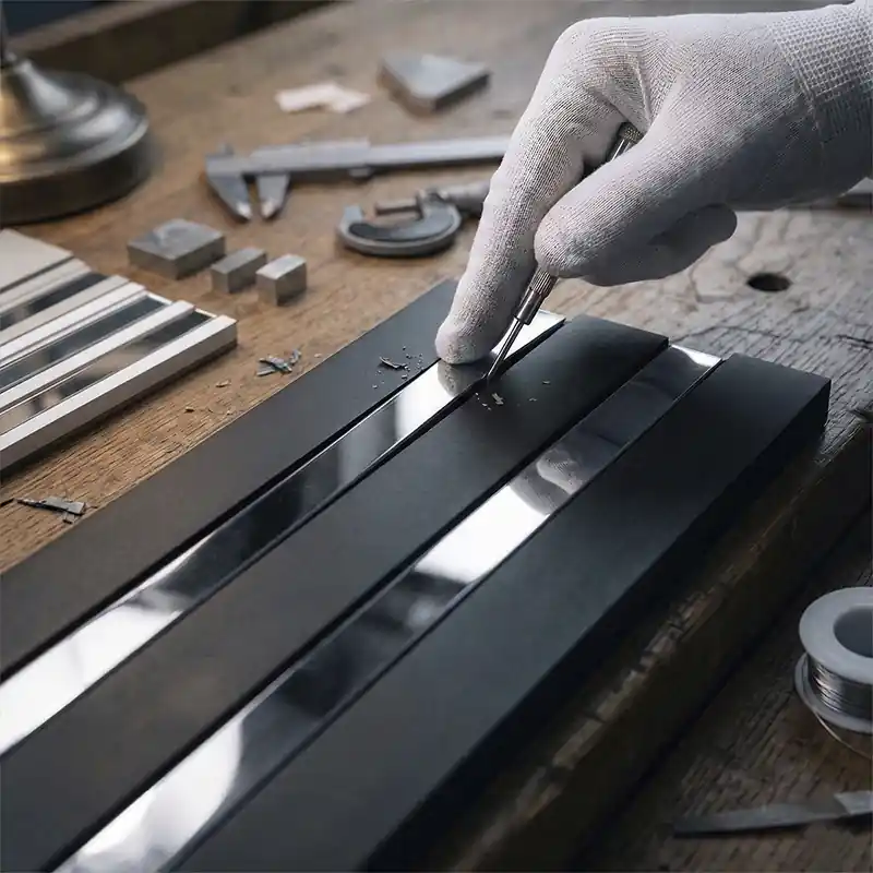 Riflaj Premium MDF Negru cu Oglindă Argintie - 280 cm [4]