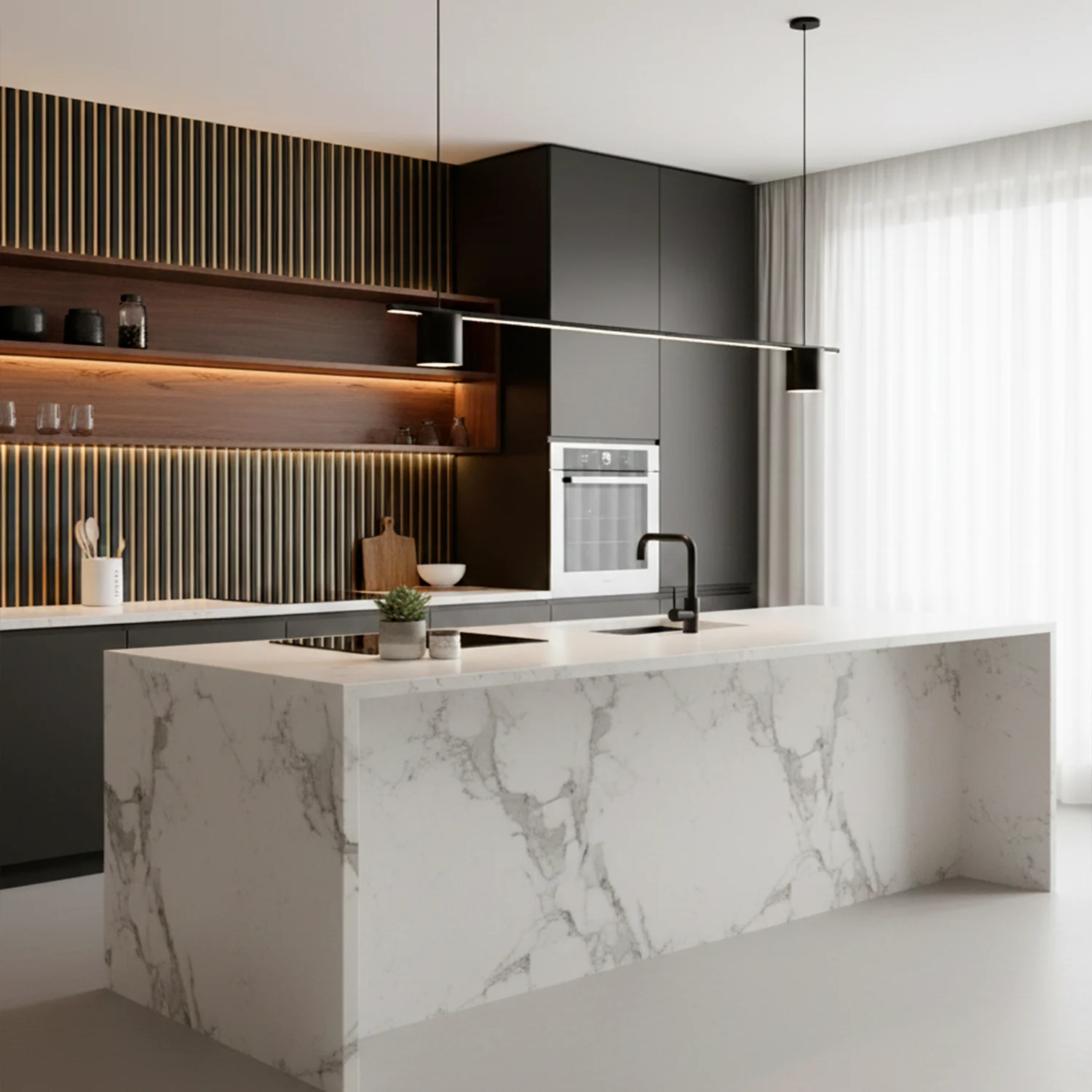 Riflaj Premium Negru cu Oglindă Aurie - 280 cm [5]