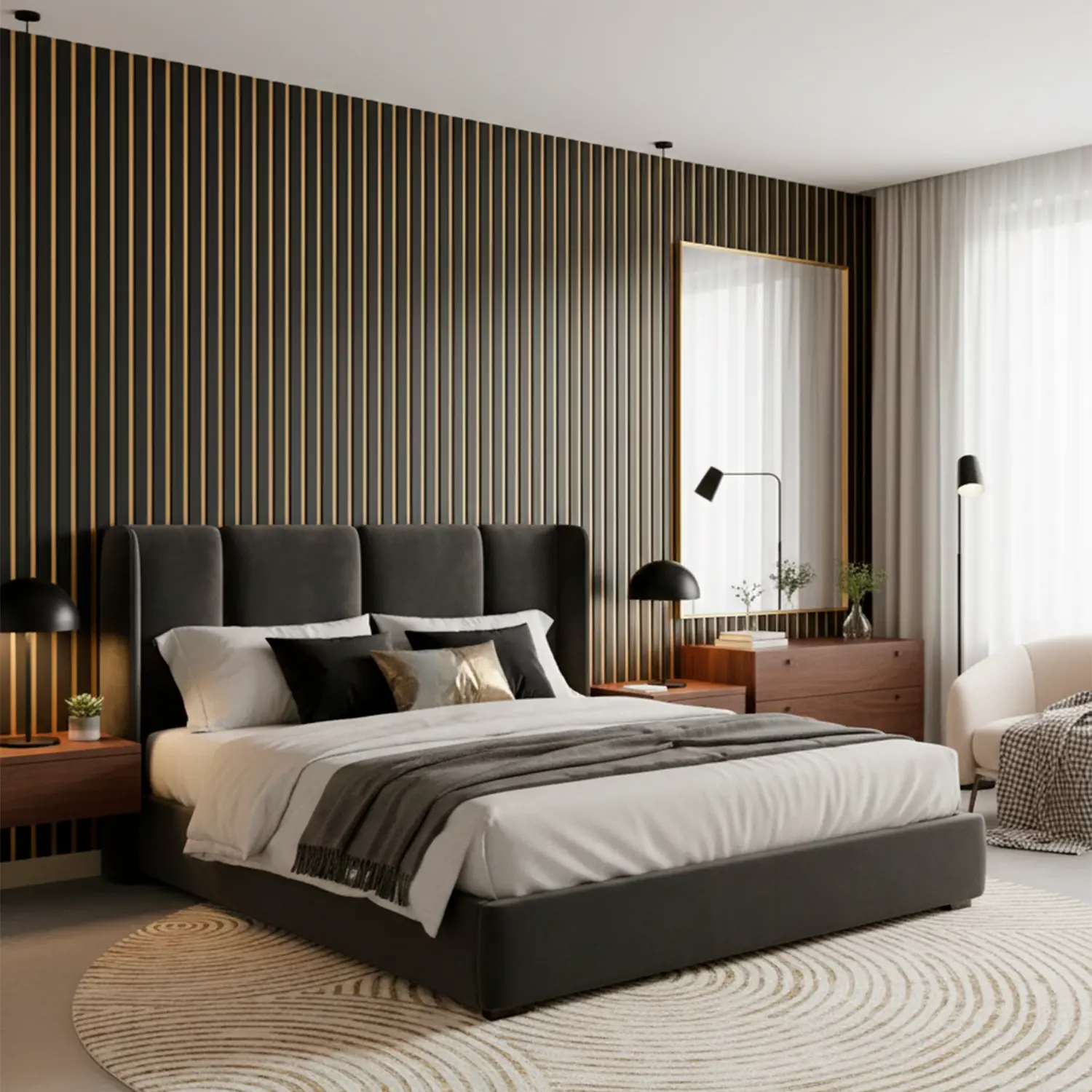 Riflaj Premium Negru cu Oglindă Aurie - 280 cm [4]