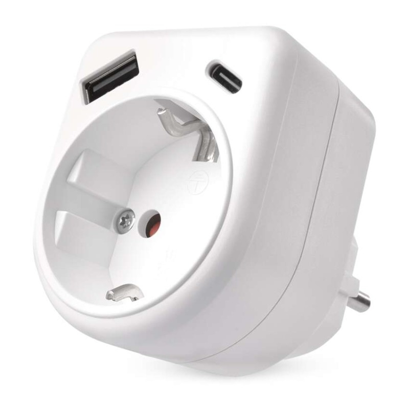 Adaptor 1×, 1×USB-A+1×USB-C, white [1]