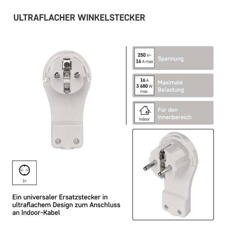 Angle Plug for extension cord, white [3]