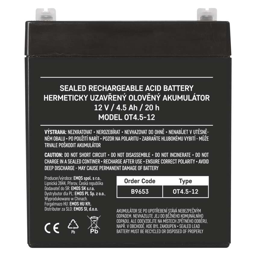 BATERIE REINCARCABILA SLA 12V 4.5AH CU TERMINAL FASTON 4.7MM [7]