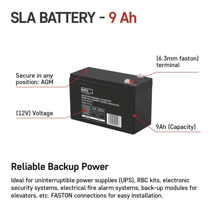 BATERIE REINCARCABILA SLA 12V 9AH-FASTON 6.3MM [3]