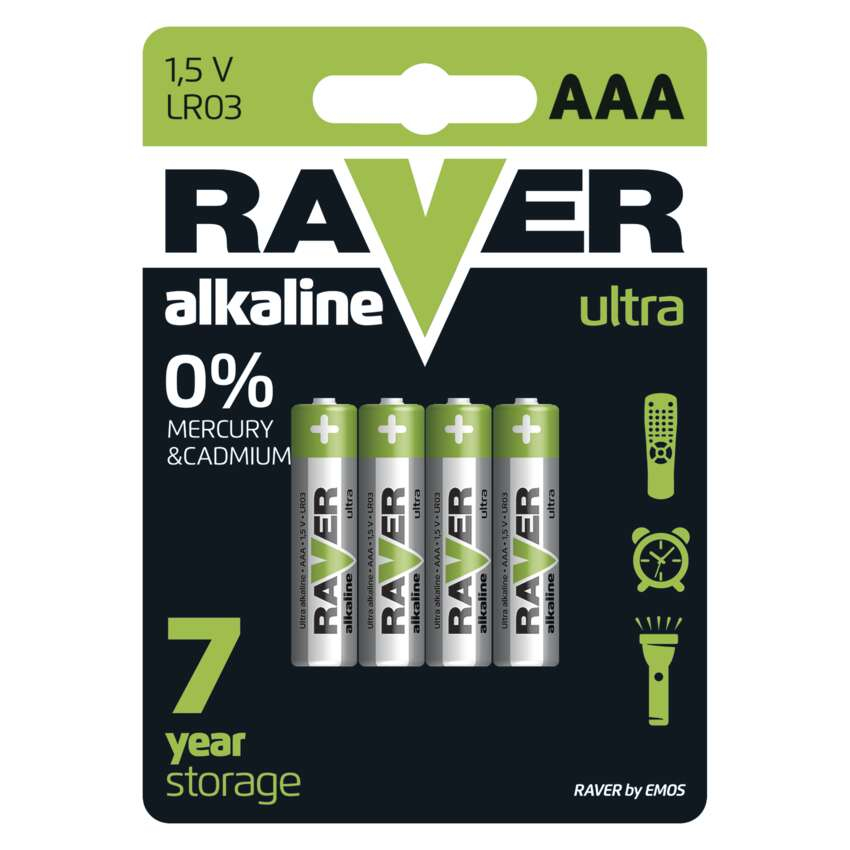 BATERII RAVER ALKALINE LR03(AAA)-SET 4 BUC BLISTER [1]