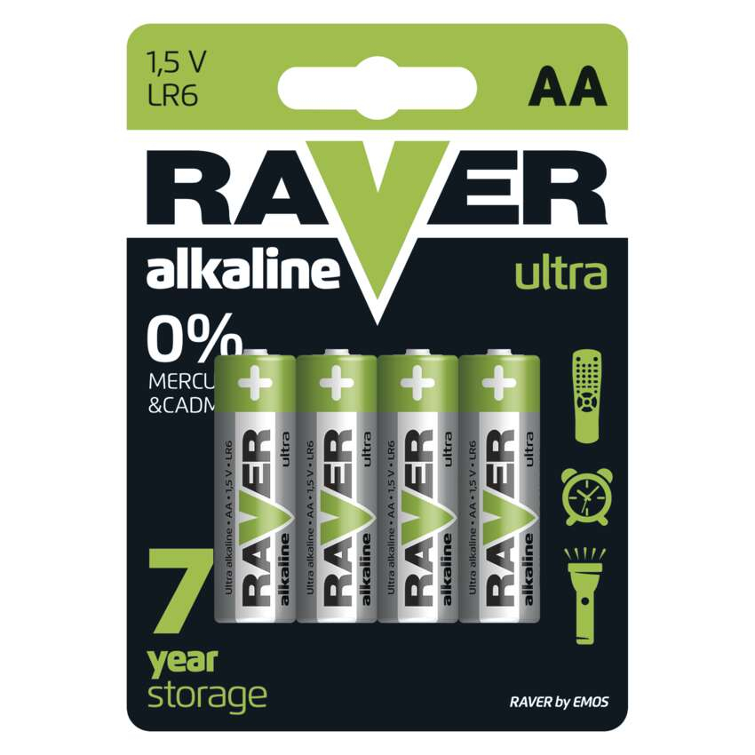 BATERII RAVER ALKALINE LR6(AA)-SET 4 BUC BLISTER [1]