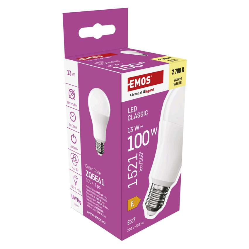 BEC LED CLASIC A60, E 27, 13 W, 1521 LM, LUMINA CALDA [8]