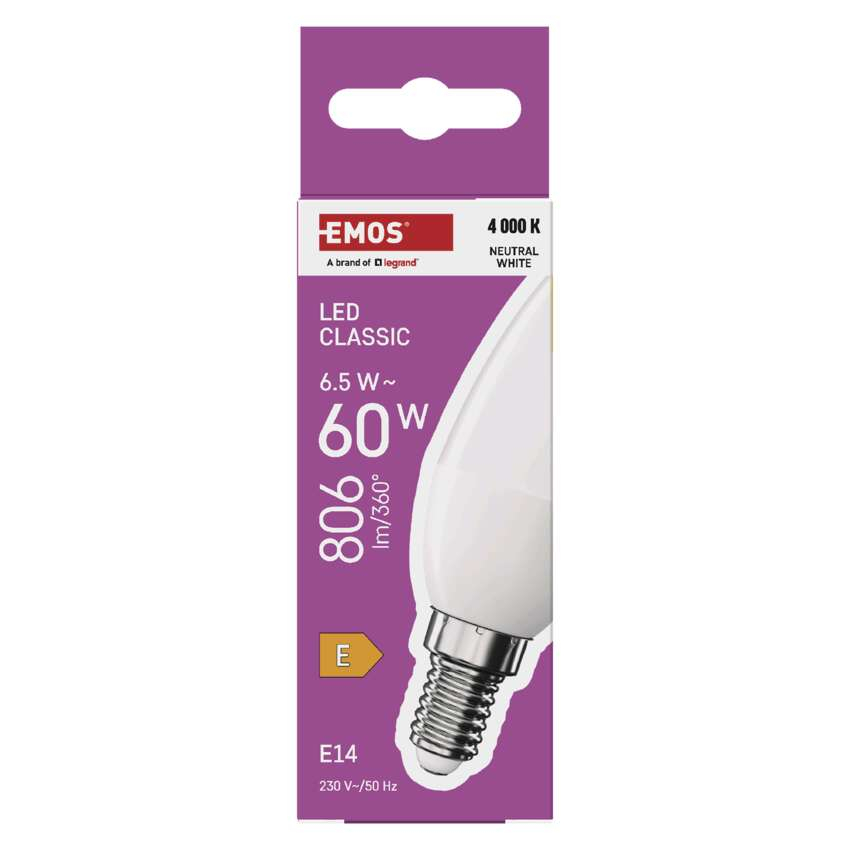 BEC LED CLASIC LUMANARE, E14, 6.5 W, 806 LM, LUMINA NEUTRA [6]