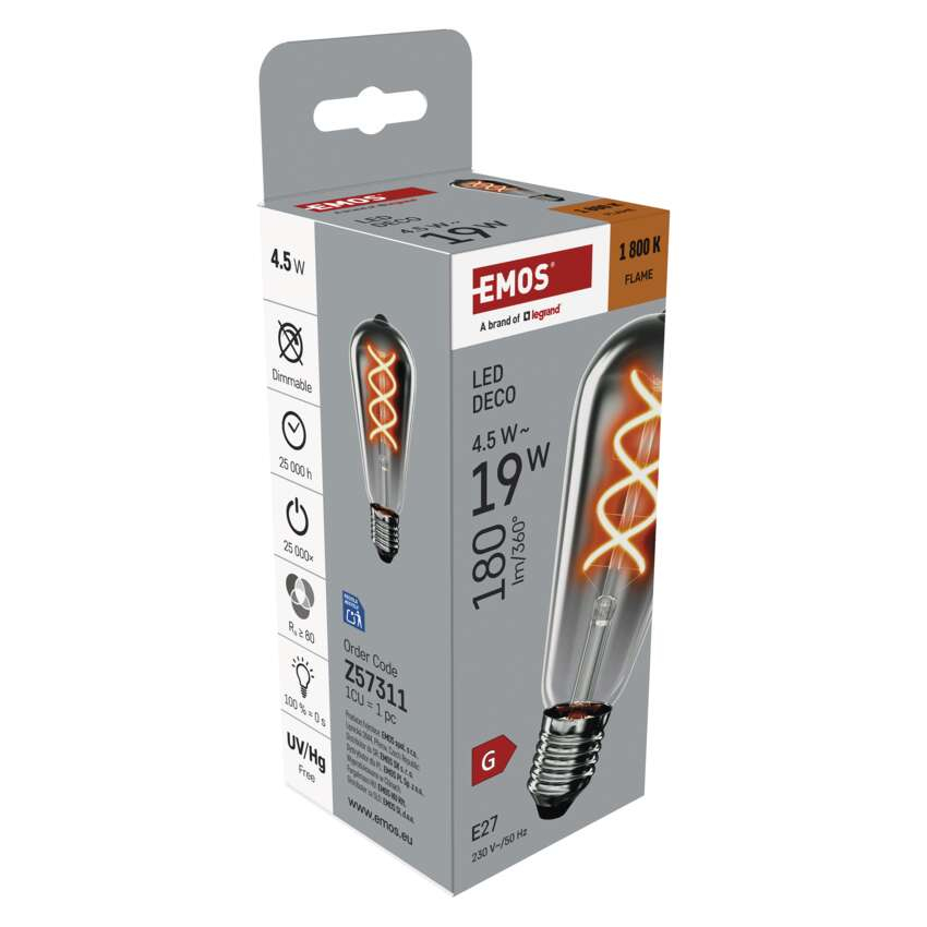 BEC LED DECO SMOKED ST64 E27, 4.5W, 180LM, FLAME [10]