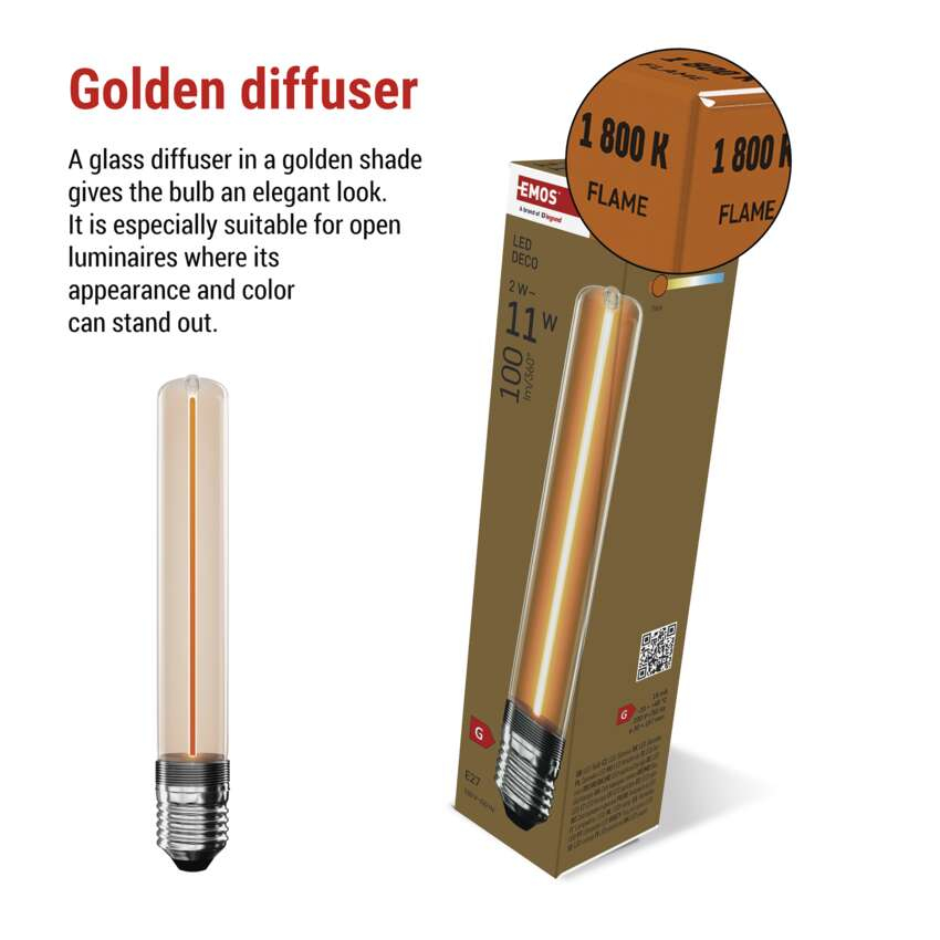 BEC LED DECO T30 E27, 2W, 100LM, FLAME [4]