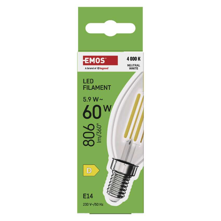 BEC LED FILAMENT LUMANARE, E 14, 5.9 W, 806 LM, LUMINA NEUTRA [6]