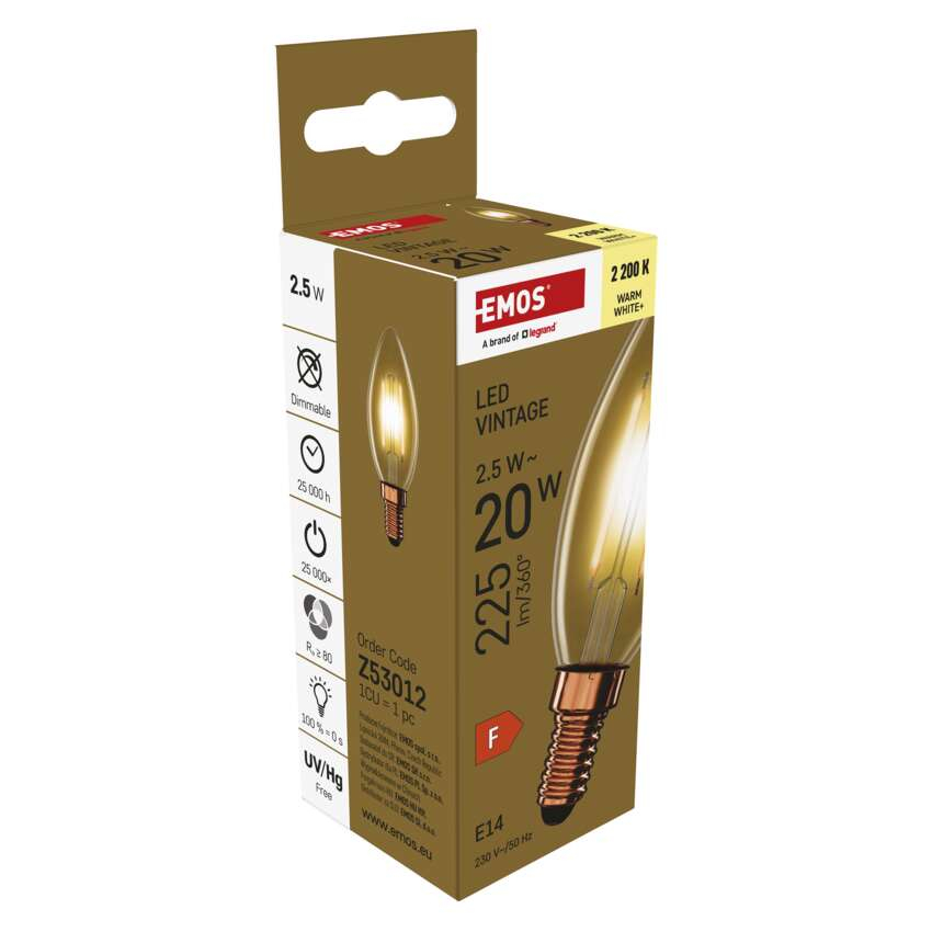 BEC LED VINTAGE LUMANARE E 14, 2.5W, 225 LM, 2200 LM [10]