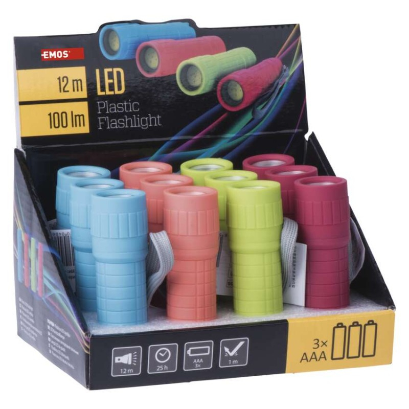 COB LED Flashlight, 100 lm, 3× AAA, 12 pcs, display box [3]