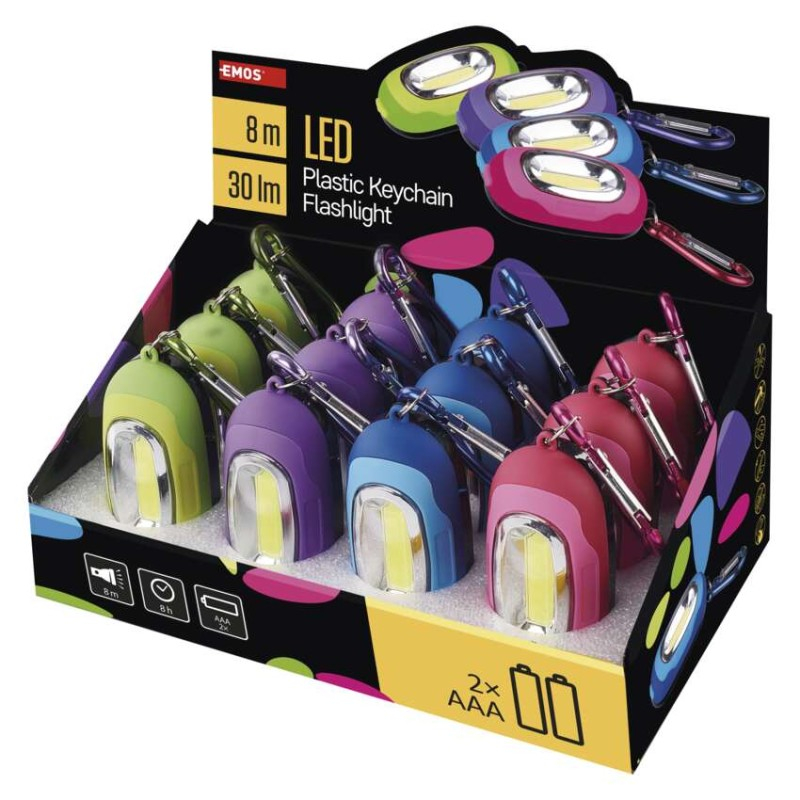 COB LED Flashlight, 30 lm, 2× AAA, 12 pcs, display box [1]