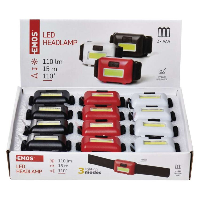 COB LED Headlamp, 110 lm, 3× AAA, 12 pcs, , display box [2]