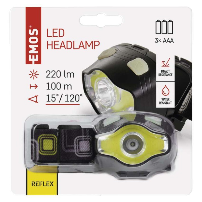 COB LED + LED Headlamp, 220 lm, 100 m, 3× AAA [2]