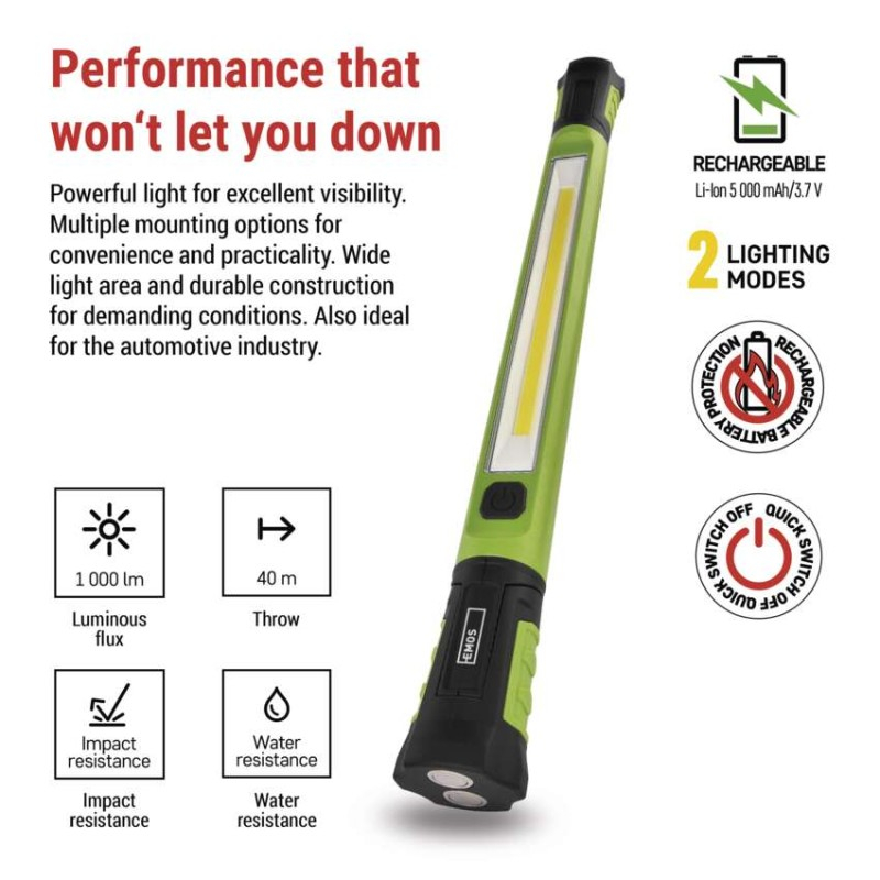 COB LED Rechargeable Flashlight P4545, 1000 lm, 2600 mAh [3]