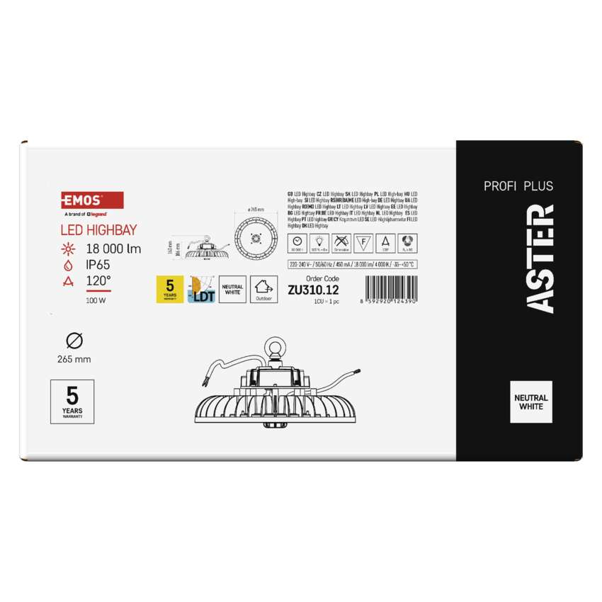 CORP DE ILUMINAT TIP HIGHBAY ASTER, 100W, IP65, 4000K [8]