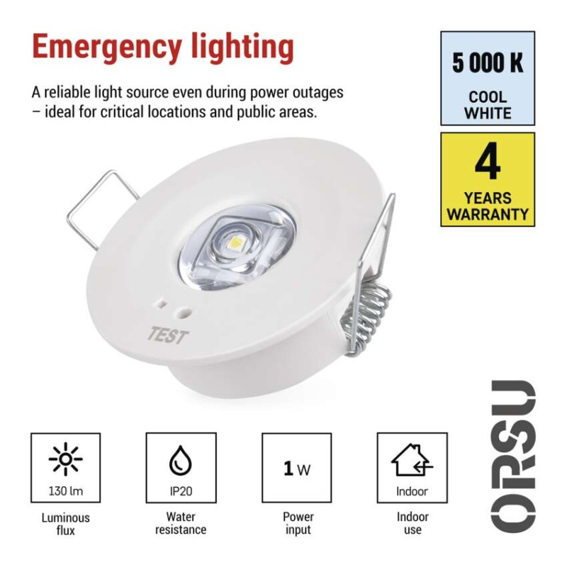 Emergency downlight ORSU 1W 130lm 3h [3]