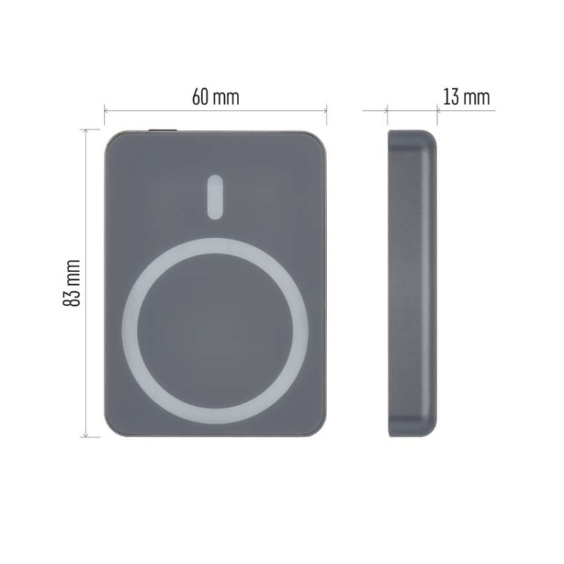 EMOS Portable Power bank WI 522, 5 000 mAh, 20 W+Wireless, grey [3]