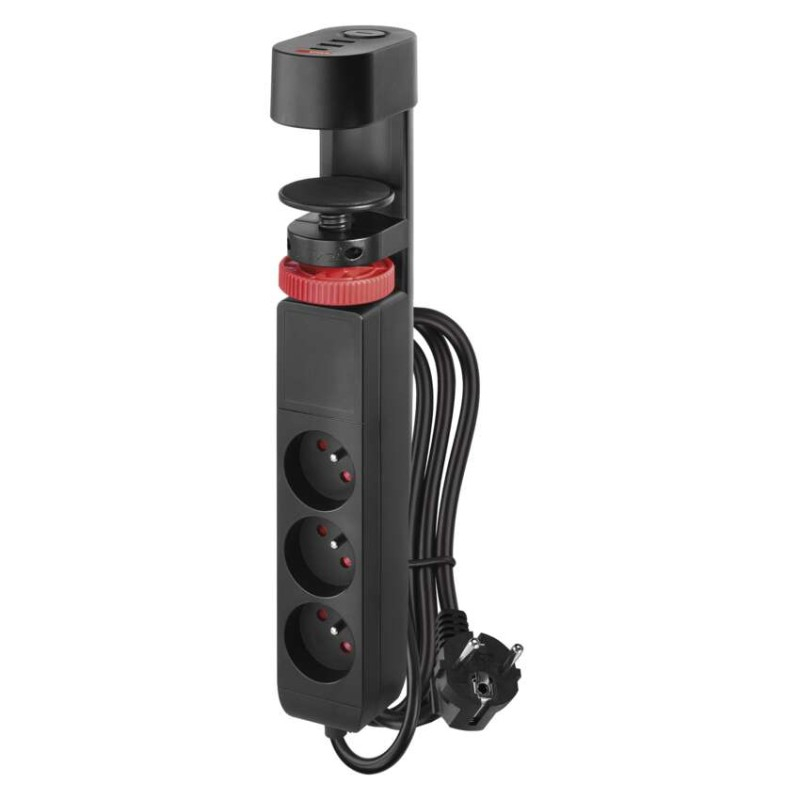 Extension cable 1.5 m/3 sockets/switch/desk mount/USB/black/PVC/1.5 mm2 [1]