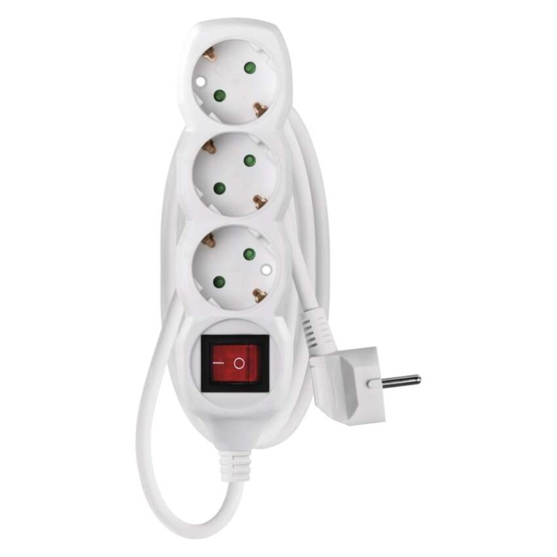 Extension Cord 1.5 m / 3 sockets / switch / white / PVC / 1.5 mm2 [2]