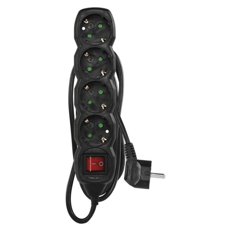 Extension Cord 1.5 m / 4 sockets / switch / black / PVC / 1.5 mm2 [2]