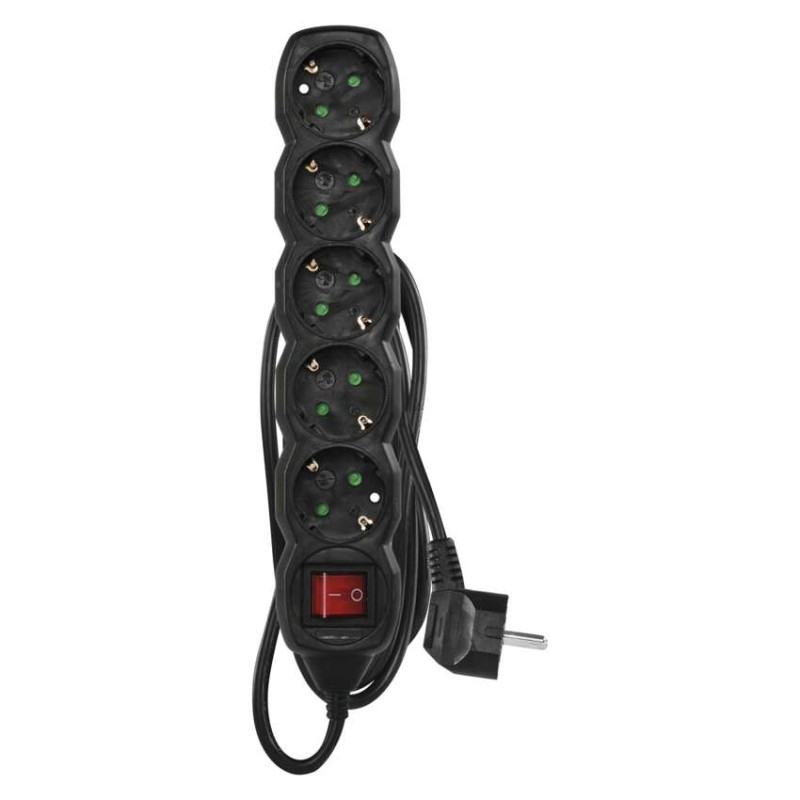 Extension Cord 1.5 m / 5 sockets / switch / black / PVC / 1.5 mm2 [2]
