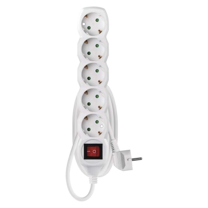 Extension Cord 1.5 m / 5 sockets / switch / white / PVC / 1.5 mm2 [2]