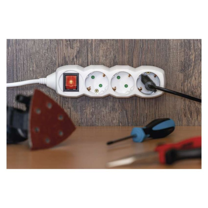 Extension Cord 2 m / 6 sockets / switch / white / PVC / 1.5 mm2 [3]