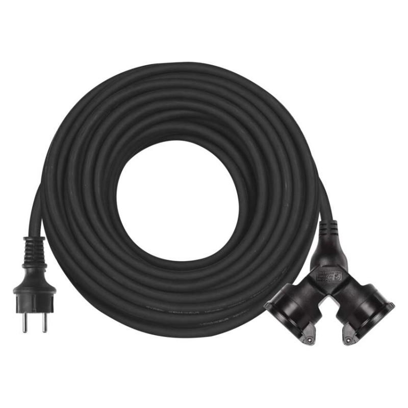 Extension Cord 25 m / 2 sockets / black / rubber / 230 V / 1.5 mm2 [2]