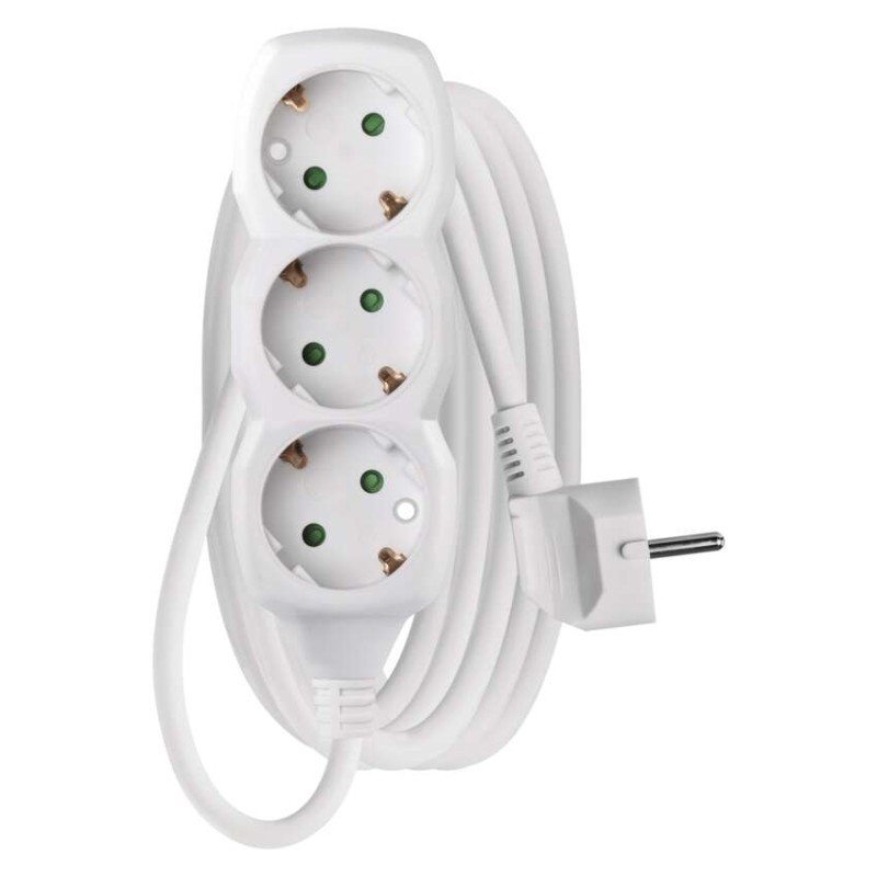 Extension Cord 3 m / 3 sockets / white / PVC / 1.5 mm2 [2]