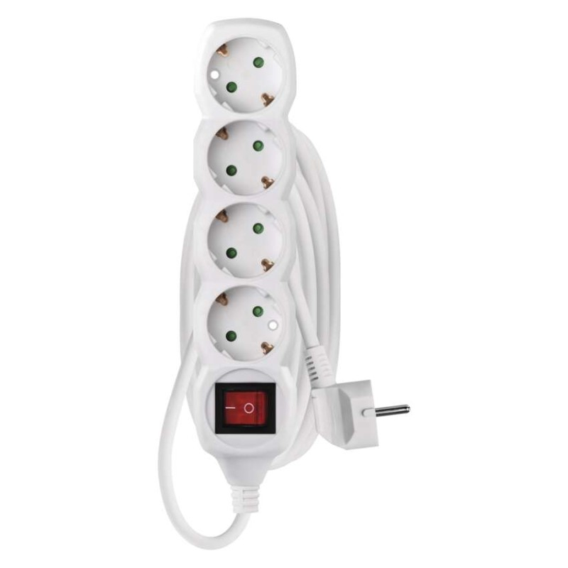 Extension Cord 3 m / 4 sockets / switch / white / PVC / 1.5 mm2 [2]