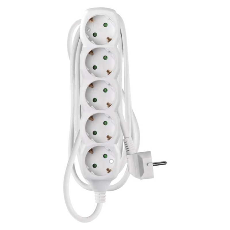 Extension Cord 3 m / 5 sockets / white / PVC / 1.5 mm2 [2]