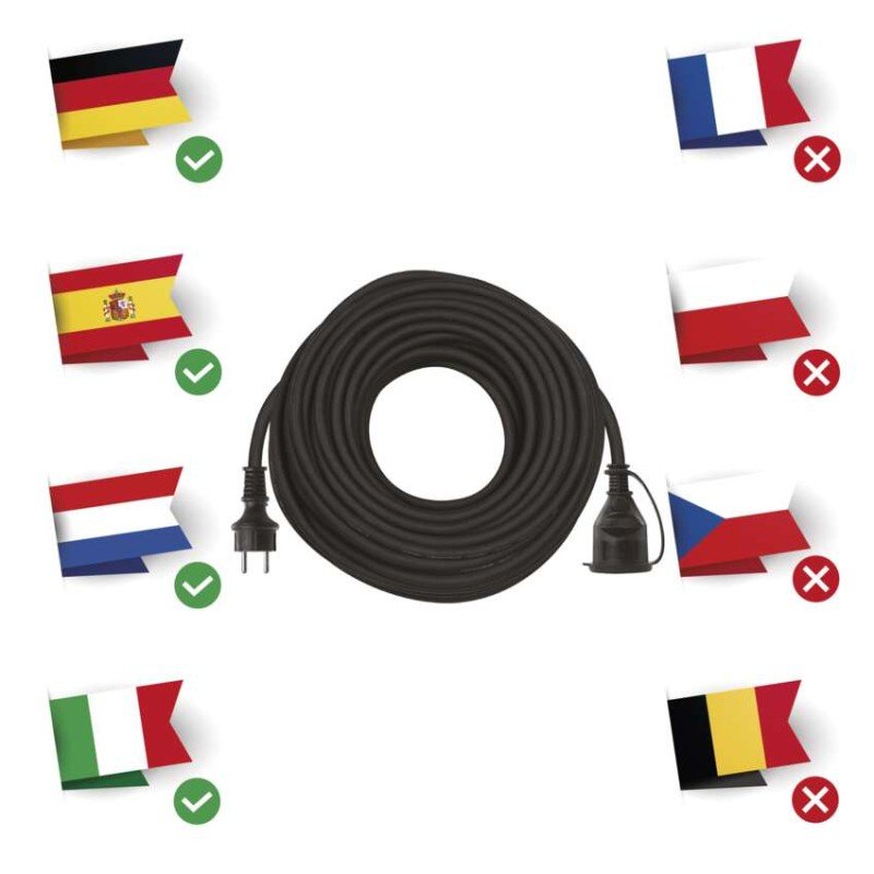 Extension Cord 30 m / 1 socket / black / rubber-neoprene / 250 V / 1.5 mm2 [3]