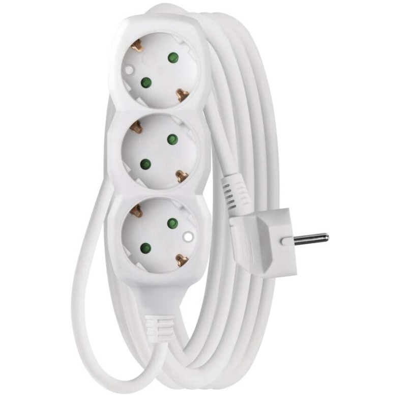 Extension Cord 5 m / 3 sockets / white / PVC / 1.5 mm2 [2]
