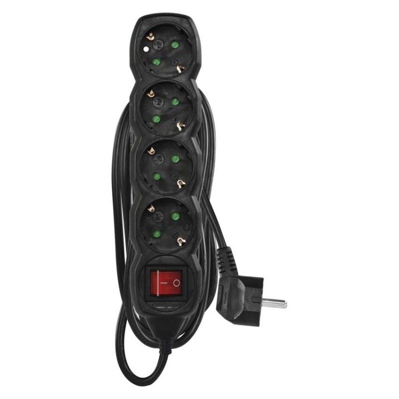 Extension Cord 5 m / 4 sockets / switch / black / PVC / 1.5 mm2 [2]