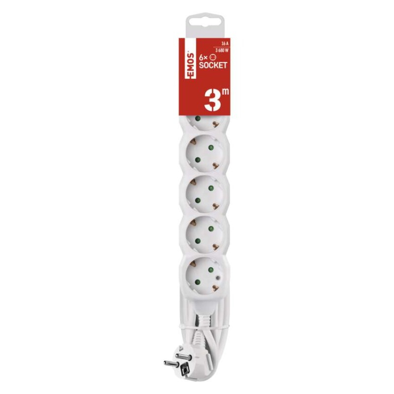 Extension Cord 5 m / 5 sockets / white / PVC / 1.5 mm2 [3]