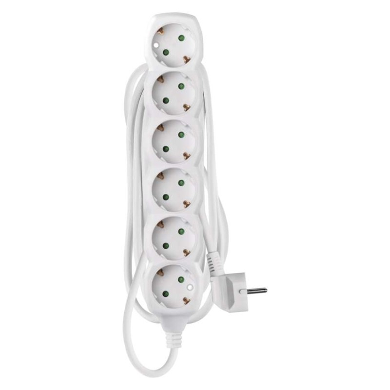 Extension Cord 5 m / 5 sockets / white / PVC / 1.5 mm2 [2]