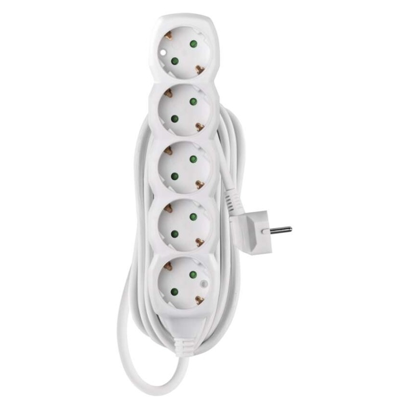 Extension Cord 5 m / 5 sockets / white / PVC / 1.5 mm2 [2]