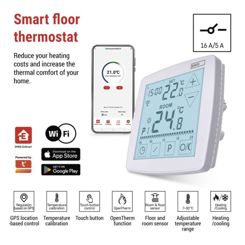 Floor programmable wired WiFi GoSmart thermostat P56S01F [3]