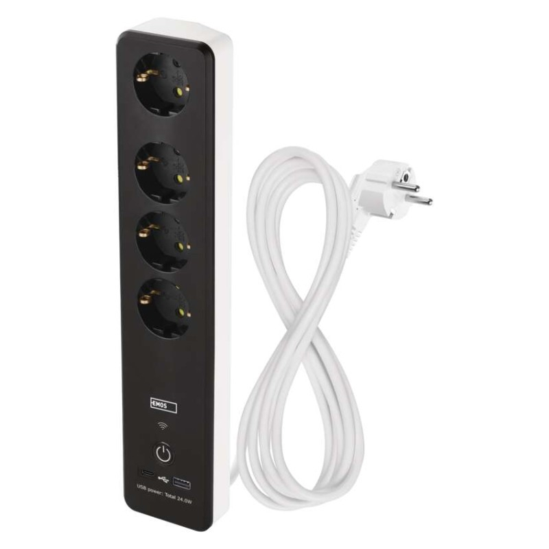 GoSmart extension cord 2 m / 4 sockets / switch / with USB / white-black / PVC / 1.5 mm2 [2]