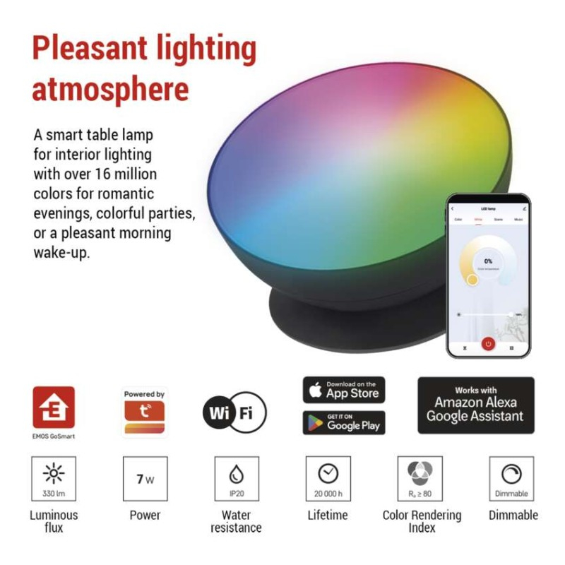 GoSmart LED Ambient Lamp, Black, Warm White–Cool White/ RGB, WiFi [3]