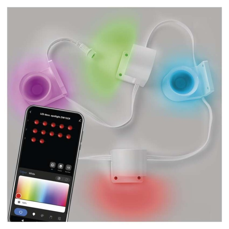 GoSmart LED spotlight - 85 cm chain, 4 parts, 7 W, RGBIC+CCT, dimmable, WiFi [1]