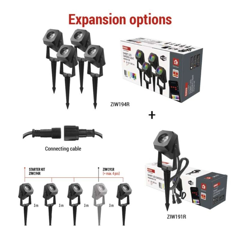 GoSmart outdoor LED spotlight, extension kit, 1 piece, 1.5W, RGBIC dimmable, WiFi [3]