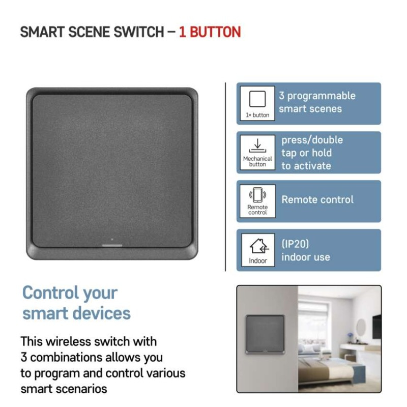 GoSmart Portable Scene Controller IP-2001ZB, ZigBee 3.0, 1-button [2]