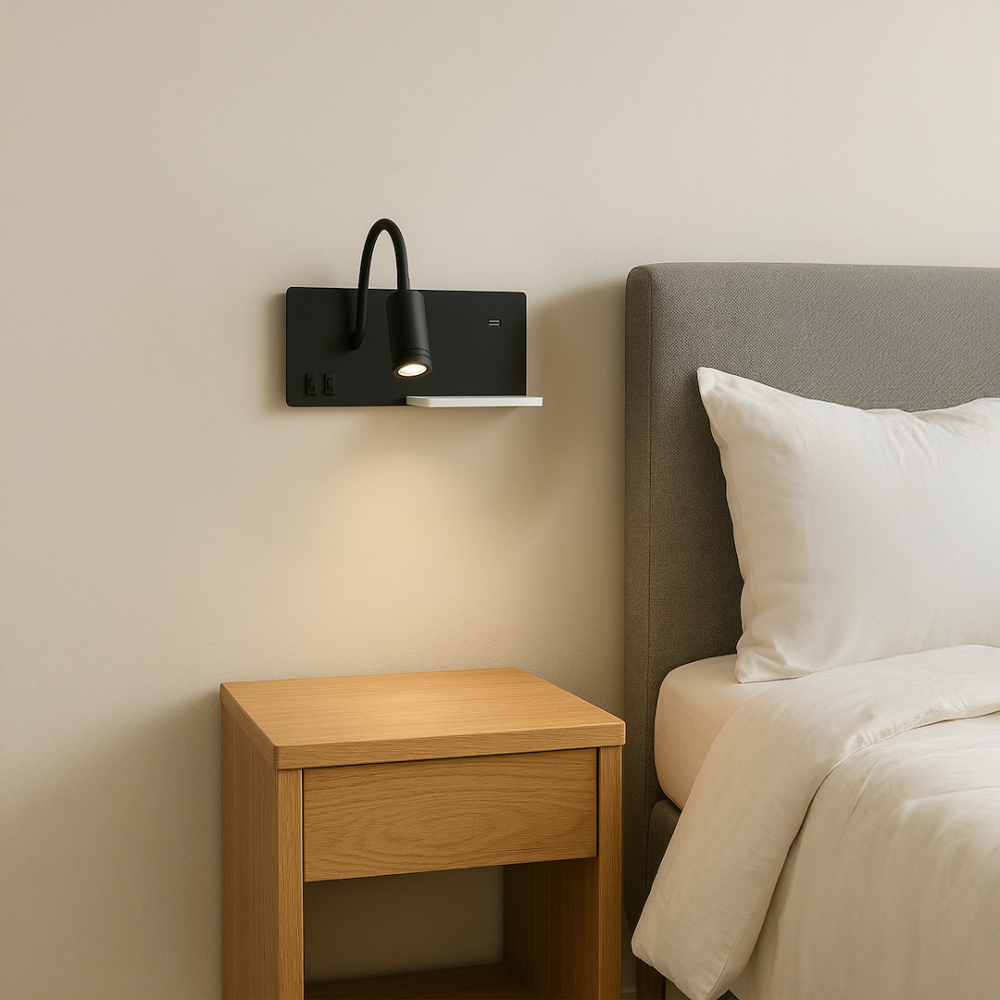 LAMPA DE NOAPTE CU RAFT SHELF NEGRU [3]