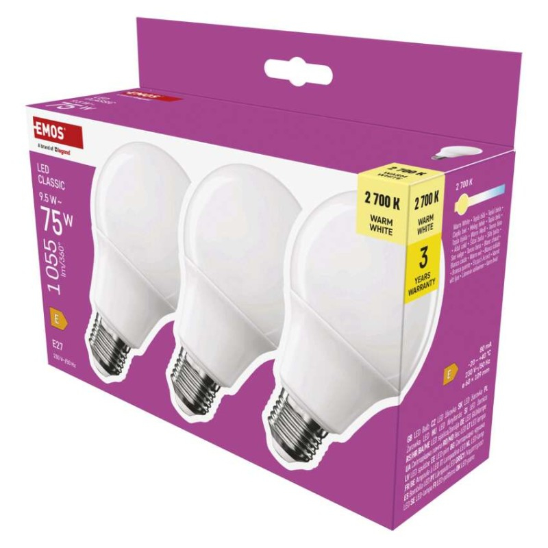 LED Bulb Classic A60 / E27 / 9.5 W (75 W) / 1055 lm / Warm white [1]