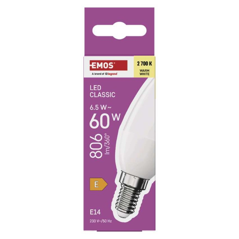 LED Bulb Classic Candle / E14 / 6.5 W (60 W) / 806 lm / Warm white [3]
